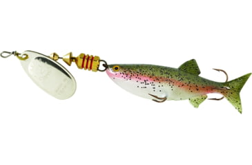 Image of Mepps Comet Mino In-Line Spinner, 2 1/2in, 1/4 oz, Silver Blade with Rainbow Trout Mino, Floating, C2M S-RBT