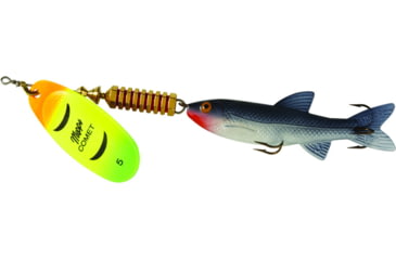 Image of Mepps Comet Mino In-Line Spinner, 4in, 1/2 oz, Hot Firetiger Blade with Shad Mino, Floating, C5M HFT