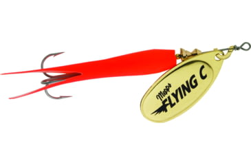Image of Mepps Flying C In-Line Spinner, 3 1/4in, 5/8 oz, Treble Hook, Gold Blade &amp; Hot Orange Sleeve, FC58 HO-G