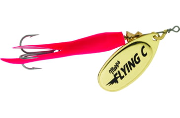Image of Mepps Flying C In-Line Spinner, 3 1/4in, 5/8 oz, Treble Hook, Gold Blade &amp; Hot Pink Sleeve, FC58 HP-G