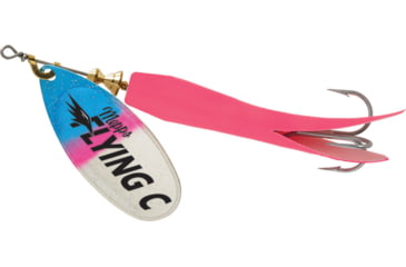 Image of Mepps Flying C In-Line Spinner, 3 1/4in, 5/8 oz, Treble Hook, Rainbow Trout Blade &amp; Hot Pink Sleeve, FC58-HP-RBT