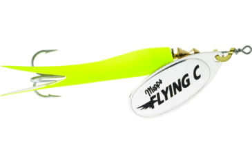Image of Mepps Flying C In-Line Spinner, 3 1/4in, 5/8 oz, Treble Hook, Silver Blade &amp; Hot Chartreuse Sleeve, FC58 HC-S