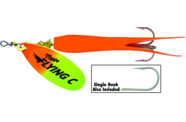 Image of Mepps Flying C In-Line Spinner, 3 1/4in, 5/8 oz Treble/Single Hook, Hot Orange/Chartreuse Blade &amp; Hot Orange Sleeve, FC58TP HO-HOC