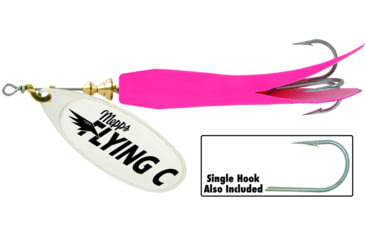 Image of Mepps Flying C In-Line Spinner, 3 1/4in, 5/8 oz Treble/Single Hook, Silver Blade &amp; Hot Pink Sleeve, FC58TP HP-S