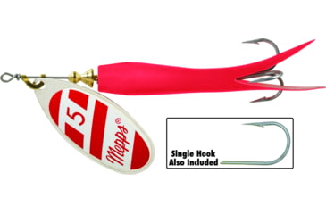 Image of Mepps Flying C In-Line Spinner, 3 1/4in, 5/8 oz Treble/Single Hook, Silver/Red/White Blade &amp; Red Sleeve, FC58TP RD-S/RW