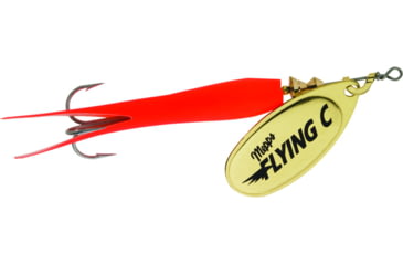 Image of Mepps Flying C In-Line Spinner, 4 3/4in, 7/8 oz, Treble Hook, Gold Blade &amp; Hot Orange Sleeve, FC78 HO-G