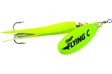 Image of Mepps Flying C In-Line Spinner, 4 3/4in, 7/8 oz, Treble Hook, Hot Chartreuse Blade &amp; Sleeve, FC78 HC-HC