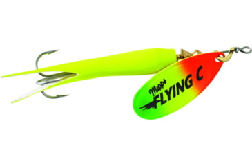 Image of Mepps Flying C In-Line Spinner, 4 3/4in, 7/8 oz, Treble Hook, Hot Firetiger Blade &amp; Hot Chartreuse Sleeve, FC78 HC-HFT
