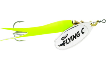 Image of Mepps Flying C In-Line Spinner, 4 3/4in, 7/8 oz, Treble Hook, Silver Blade &amp; Hot Chartreuse Sleeve, FC78 HC-S