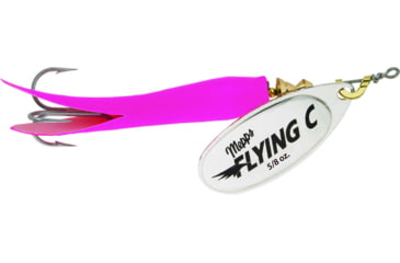 Image of Mepps Flying C In-Line Spinner, 4 3/4in, 7/8 oz, Treble Hook, Silver Blade &amp; Hot Pink Sleeve, FC78 HP-S