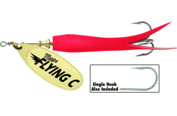 Image of Mepps Flying C In-Line Spinner, 4 3/4in, 7/8 oz Treble/Single Hook, Gold Blade &amp; Red Sleeve, FC78TP RD-G