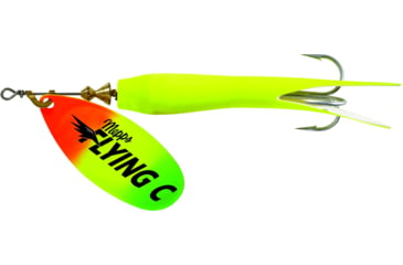 Image of Mepps Flying C In-Line Spinner, 4 3/4in, 7/8 oz Treble/Single Hook, Hot Firetiger Blade &amp; Hot Chartreuse Sleeve, FC78TP HC-HFT