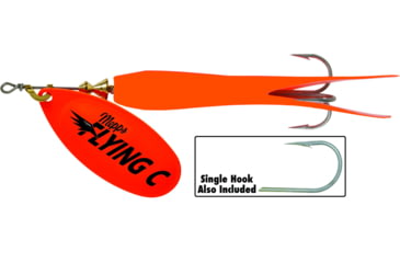 Image of Mepps Flying C In-Line Spinner, 4 3/4in, 7/8 oz Treble/Single Hook, Hot Orange Blade &amp; Sleeve, FC78TP HO-HO