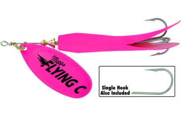 Image of Mepps Flying C In-Line Spinner, 4 3/4in, 7/8 oz Treble/Single Hook, Hot Pink Blade &amp; Hot Pink Sleeve, FC78TP HP-HP
