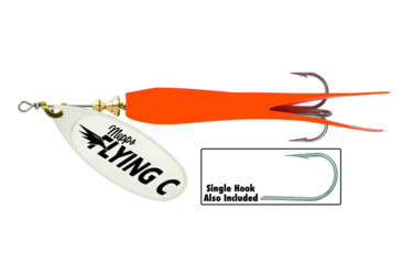 Image of Mepps Flying C In-Line Spinner, 4 3/4in, 7/8 oz Treble/Single Hook, Silver Blade &amp; Hot Orange Sleeve, FC78TP HO-S