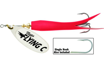 Image of Mepps Flying C In-Line Spinner, 4 3/4in, 7/8 oz Treble/Single Hook, Silver Blade &amp; Red Sleeve, FC78TP RD-S