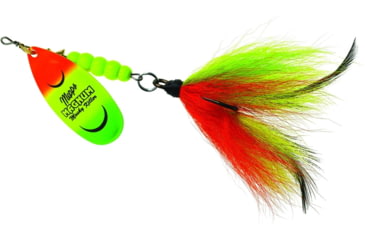 Image of Mepps Magnum Musky Killer In-Line Spinner, Dressed Treble, Hot Firetiger Blade With Firetiger Tail, 6in, 1 1/4oz, MBM HFT-FT