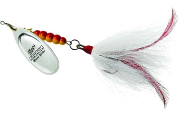 Image of Mepps Magnum Musky Killer In-Line Spinner, Dressed Treble, Silver Blade With White Tail, 6in, 1 1/4oz, MBM S-W