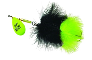 Image of Mepps Musky Marabou In-Line Spinner, 5/0 Treble Hook, Hot Chartreuse Blade With Black &amp; Chartreuse Tail, 1 1/4oz, MM7T HC-BC