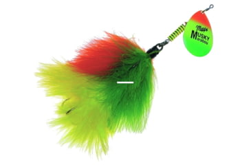 Image of Mepps Musky Marabou In-Line Spinner, 5/0 Treble Hook, Hot Firetiger Blade With Firetiger Tail, 1 1/4oz, MM7T HFT-FT