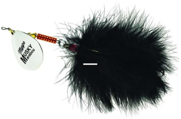 Image of Mepps Musky Marabou In-Line Spinner, 5/0 Treble Hook, Silver Blade With Black Tail, 1 1/4oz, MM7T S-BK