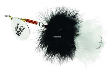 Image of Mepps Musky Marabou In-Line Spinner, 5/0 Treble Hook, Silver Blade With Black &amp; White Tail, 1 1/4oz, MM7T S-BW