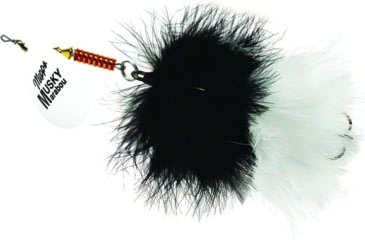 Image of Mepps Musky Marabou In-Line Spinner, Hot White/Black/White, 1 1/4oz, MM7T HW-BW