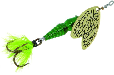 Image of Mepps Thunder Bug In-Line Spinner, 1/8 oz, Dressed Treble, Grasshopper Body with Gold Blade, TB1T GHP-G