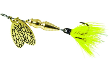Image of Mepps Thunder Bug In-Line Spinner, 1/8 oz, Dressed Treble, May Fly Body with Gold Blade, TB1T MYF-G