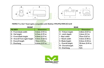 Image of Meprolight Green Front &amp; Rear Night Sight for Walther PPS, 18802, 188023101