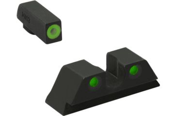 Image of Meprolight Hyper-Bright - Highly Visible Day/Night Self-Illuminated Sights, Heckler &amp; Koch VP9, Heckler &amp; Koch SFP9, Green Front, Green Rear, Black, 415453111, 415453111