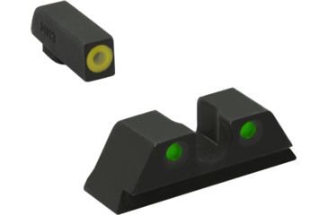 Image of Meprolight Hyper-Bright - Highly Visible Day/Night Self-Illuminated Sights, CZ Shadow 2, Phosphorescent Yellow Front, Green Rear, Black, 477873121, 477873121