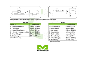 Image of Meprolight Hyper-Bright V-Sight S&amp;W M&amp;P, Non-Or, Sd/Sdve - O Ring, Black Orange Ring, 417103131, 417103131