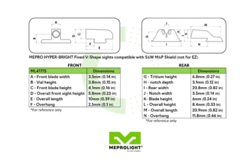 Image of Meprolight Hyper-Bright V-Sight S&amp;W M&amp;P Shield, Non-Ez Models, - O Ring, Black Orange Ring, 417753131, 417753131