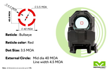 Image of Meprolight M22 Reflex Red Dot Sight, 3.5/40 MOA Bullseye and MMX3 3x18mm Micro Magnifier, 56223080