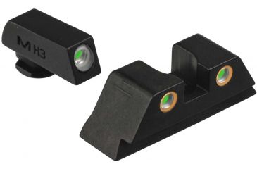 Image of Meprolight Tru-Dot Night Sight Set for Glock 10mm &amp; 45 ACP, Green Front/Orange Rear, 10222O, 102223301