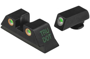 Image of Meprolight Tru-Dot Night Sight Set for Glock 10mm &amp; 45 ACP, Green Front/Orange Rear, 10222O