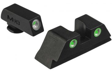 Image of Meprolight Tru-Dot Night Sight Set for Glock 10mm &amp; 45 ACP, Green Front/Rear, 10222, 102223101