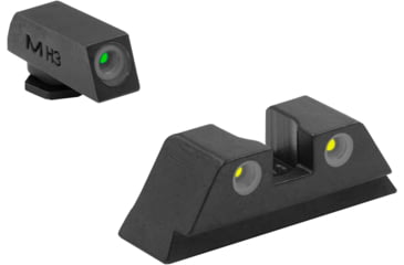 Image of Meprolight Tru-Dot Night Sight Set for Glock 10mm &amp; 45 ACP, Green Front/Yellow Rear, 10222Y, 102223201