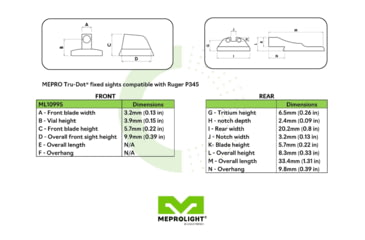 Image of Meprolight Tru-Dot Night Sight Set for Ruger P345, Green, 10995, 109953101