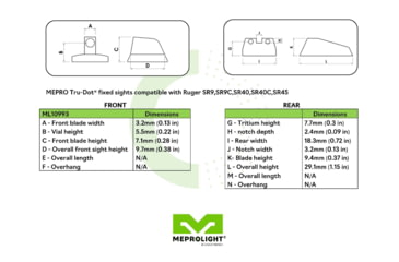 Image of Meprolight Tru-Dot Night Sight Set for Ruger SR9 &amp; SR9C, Green, ML10993, 109933101