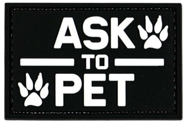 Image of Merica Life Ask to Pet PVC Patch, Black and White, 3 x 2, ATP-BK
