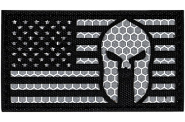 Image of Merica Life Reflective Fabric US Flag w/ Molon Labe Spartan Patch, 3 x 2in, REF-USFLAG-SPARTAN