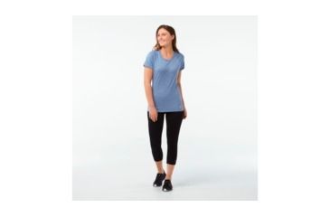 Image of Smartwool Merino 150 Baselayer Pattern Short Sleeve-Women's, Blue Steel, Extra Large, SW015254474-XL