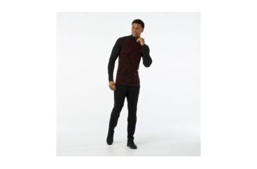 Image of Smartwool Merino 250 Baselayer Pattern 1/4 Zip-Men's, Black-Tibetan Red, Medium, SW0NP616A62-M