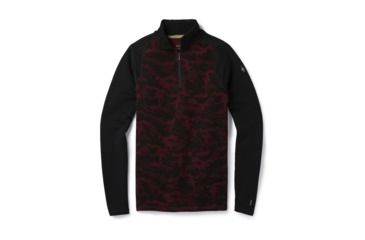 Image of Smartwool Merino 250 Baselayer Pattern 1/4 Zip-Men's, Black-Tibetan Red, Medium, SW0NP616A62-M
