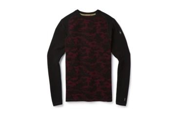Image of Smartwool Merino 250 Baselayer Pattern Crew-Men's, Black-Tibetan Red, Small, SW0NP601A62-S