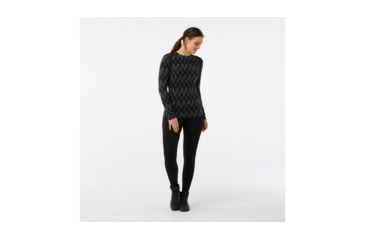 Image of Smartwool Merino 250 Baselayer Pattern Crew-Women's, Black-Charcoal H, Extra Small, SW0NP226A41-XS
