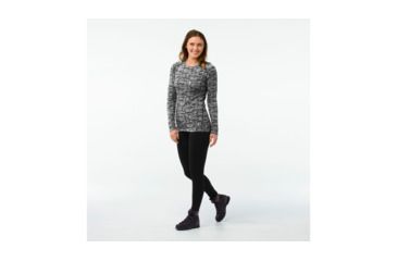 Image of Smartwool Merino 250 Baselayer Pattern Crew-Women's, Black-Moonbeam Heather, Extra Small, SW0NP226A51-XS
