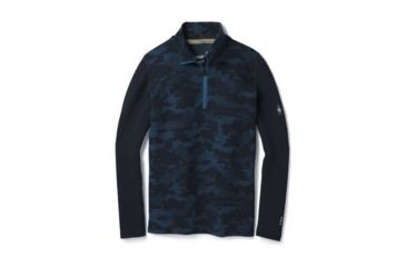 Image of Smartwool Merino 250 Baselayer Pattern Zip T-Boy's, Deep Navy-Bright Cobalt, Extra Small, SW016123A40-XS